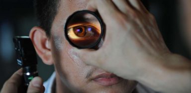 Someone getting an eye exam.